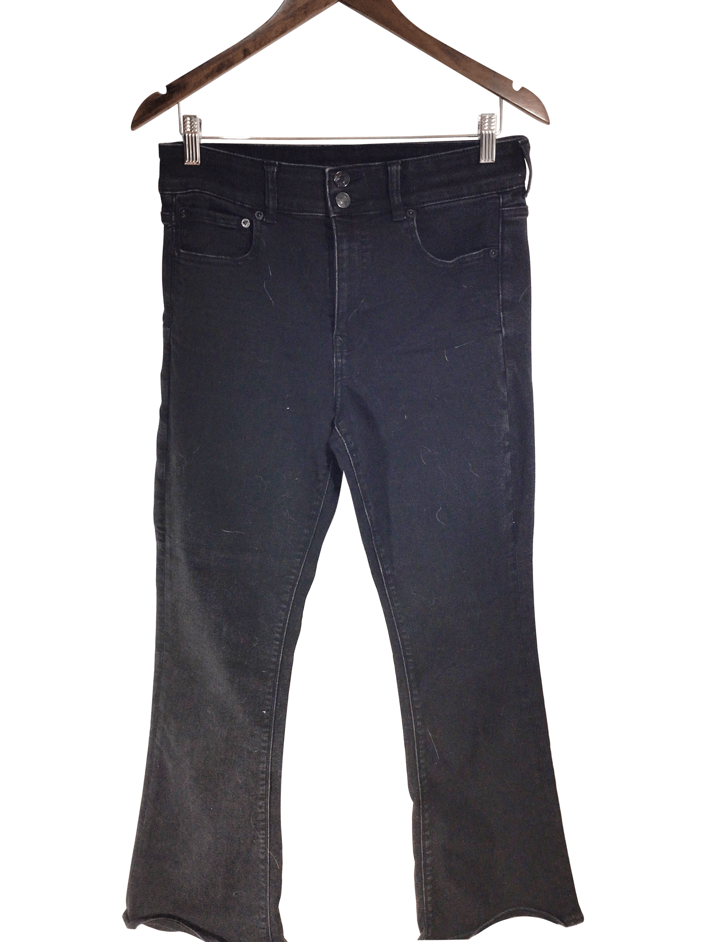 Trendy AMERICAN EAGLE Women's Regular Fit Black Straight-Legged Jeans - Size 10
