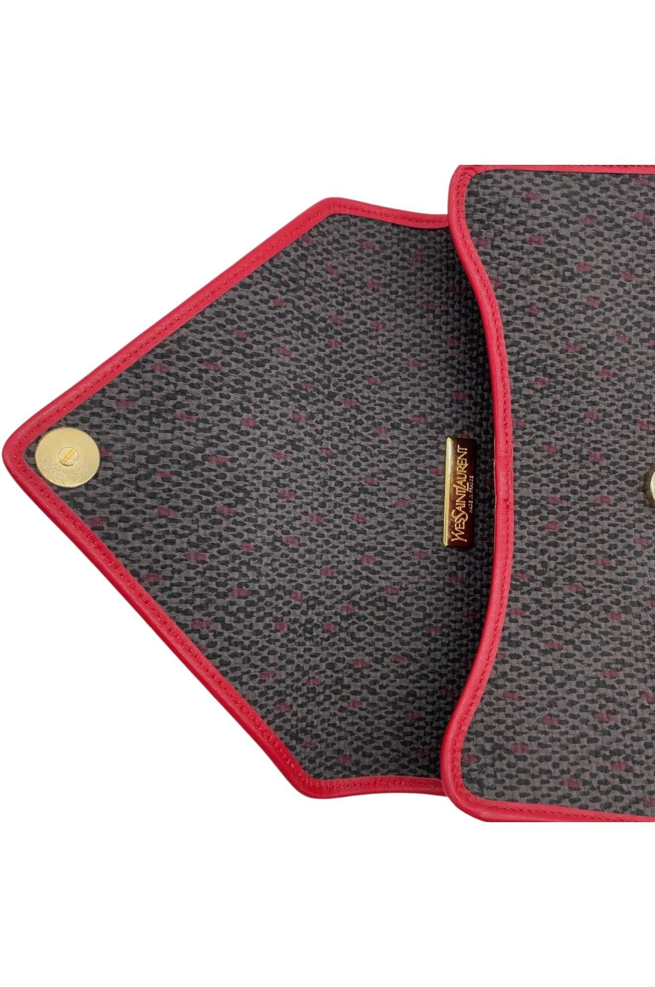 Saint Laurent Gray/Red Pochette NS080768 Stylish Shoulder Bag