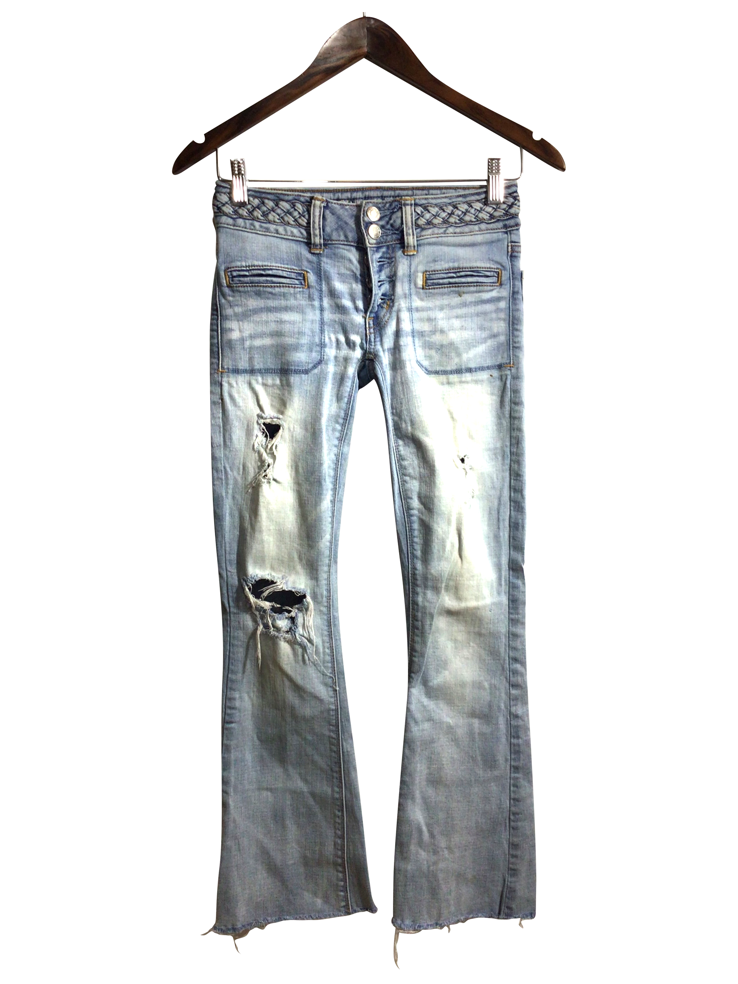 Stylish AMERICAN EAGLE Women's Blue Regular Fit Straight-Legged Jeans Size 0