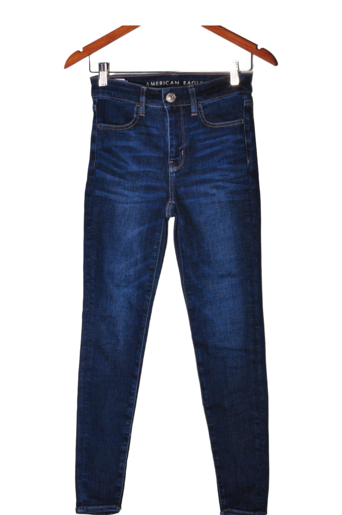AMERICAN EAGLE Stylish Women's Blue Straight-Legged Regular Fit Jeans - Size 2