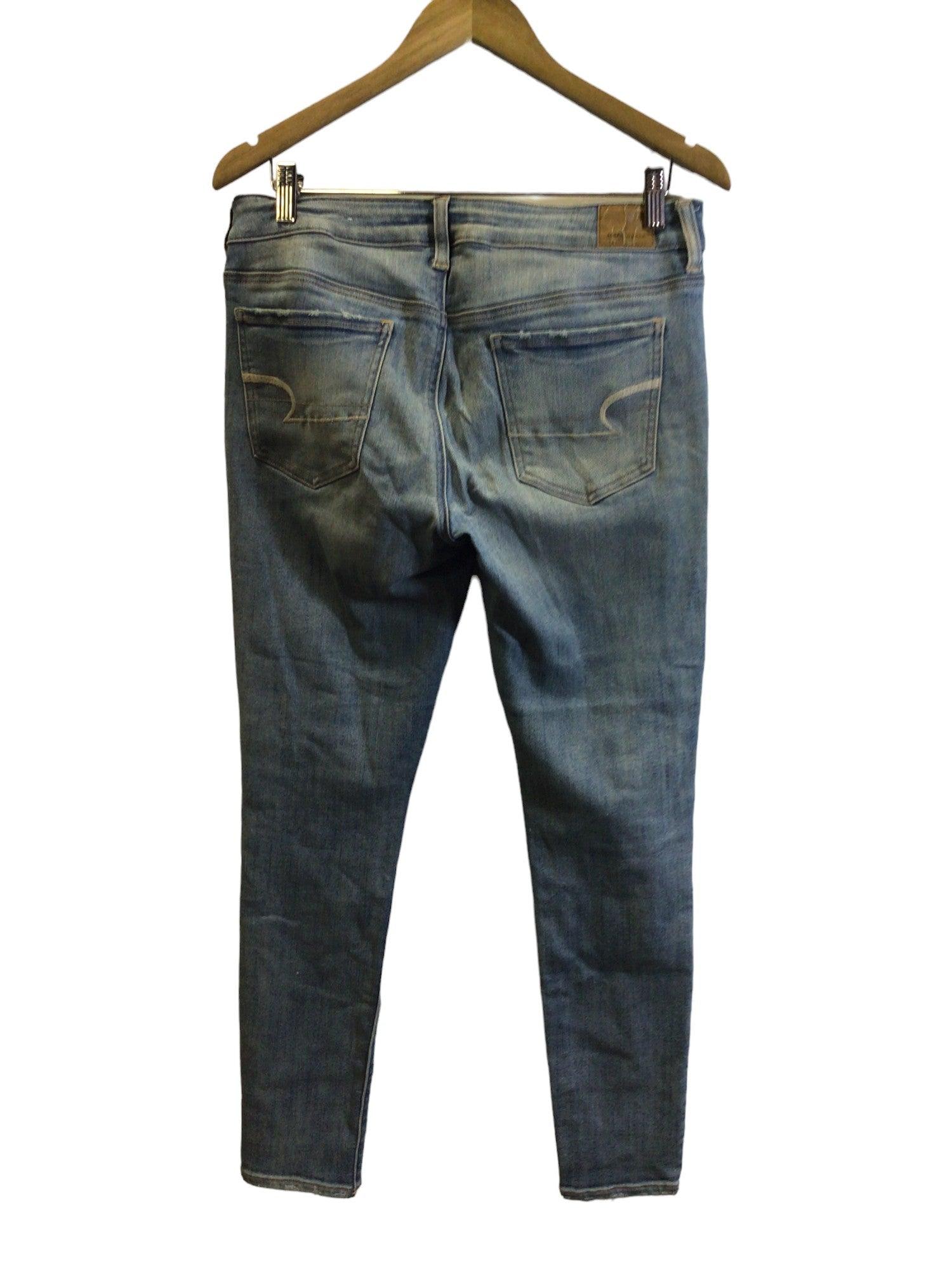 Stylish AMERICAN EAGLE Women's Blue Regular-Fit Straight-Legged Jeans Size 12